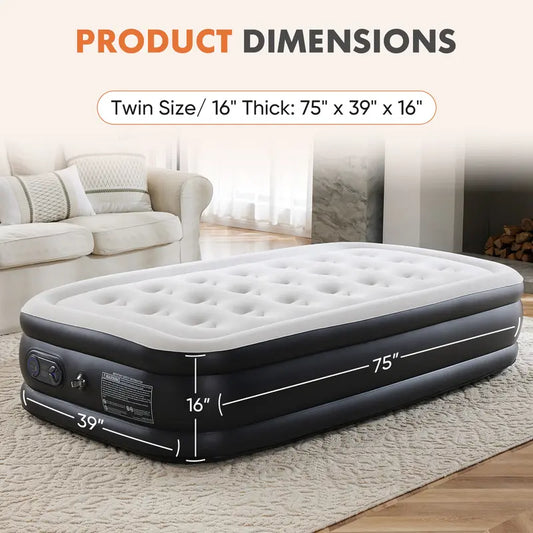 Air Mattress with Built-in High Capacity Pump Weight Capacity, Non-Slip Bottom
