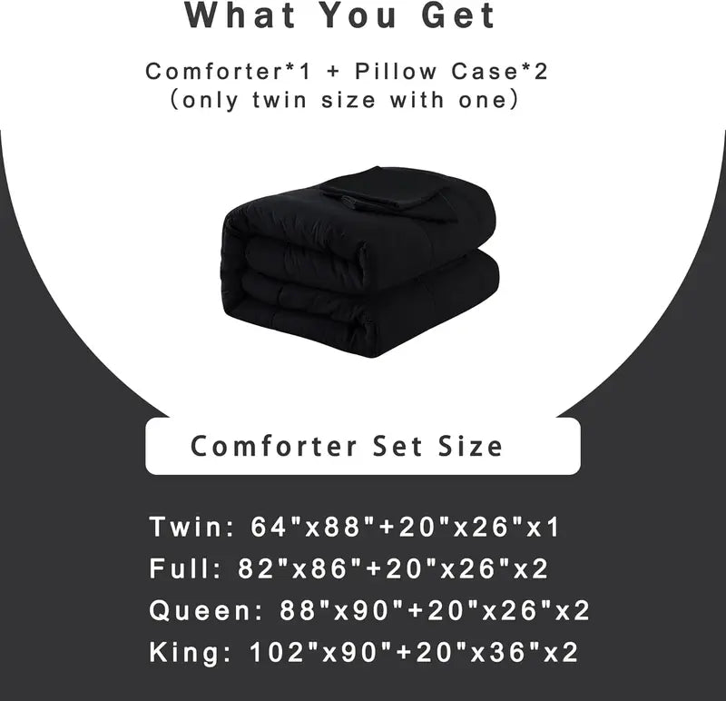 Warm Fall & Winter Checkered Down Alternative Comforter Set, 1 Comforter & 2 Pillowcases