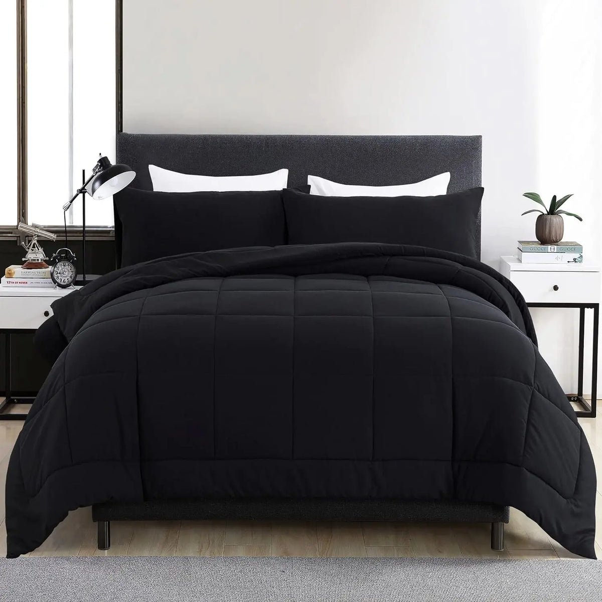 Warm Fall & Winter Checkered Down Alternative Comforter Set, 1 Comforter & 2 Pillowcases