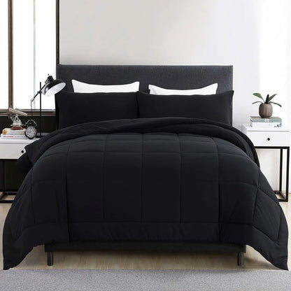 Warm Fall & Winter Checkered Down Alternative Comforter Set, 1 Comforter & 2 Pillowcases