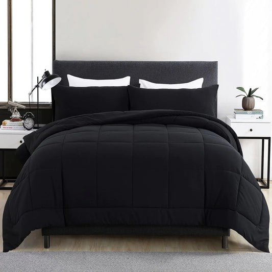 Warm Fall & Winter Checkered Down Alternative Comforter Set, 1 Comforter & 2 Pillowcases