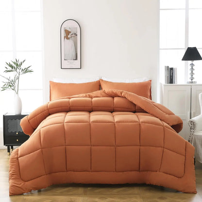 Warm Fall & Winter Checkered Down Alternative Comforter Set, 1 Comforter & 2 Pillowcases