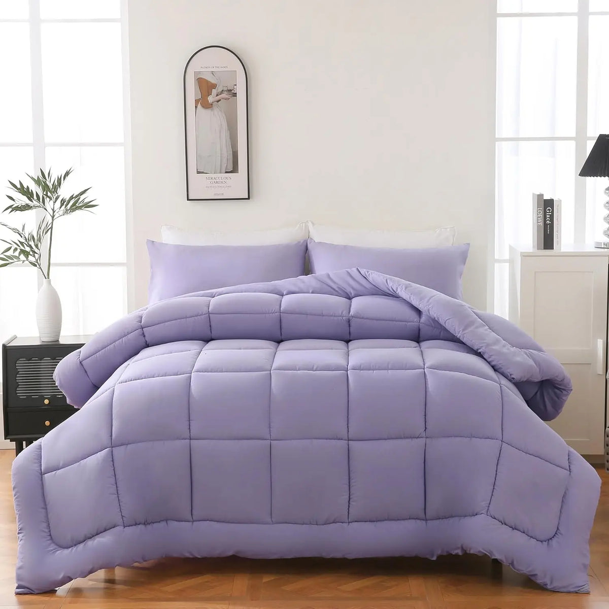 Warm Fall & Winter Checkered Down Alternative Comforter Set, 1 Comforter & 2 Pillowcases