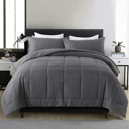 Warm Fall & Winter Checkered Down Alternative Comforter Set, 1 Comforter & 2 Pillowcases
