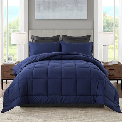 Warm Fall & Winter Checkered Down Alternative Comforter Set, 1 Comforter & 2 Pillowcases