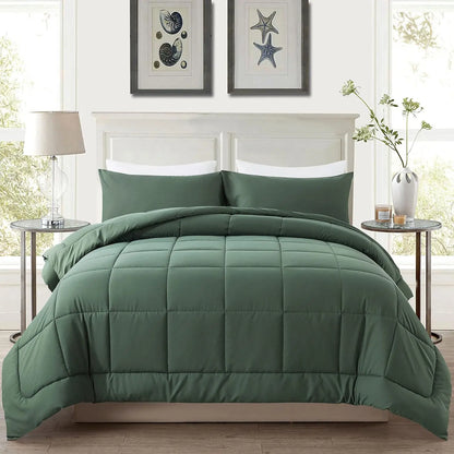 Warm Fall & Winter Checkered Down Alternative Comforter Set, 1 Comforter & 2 Pillowcases