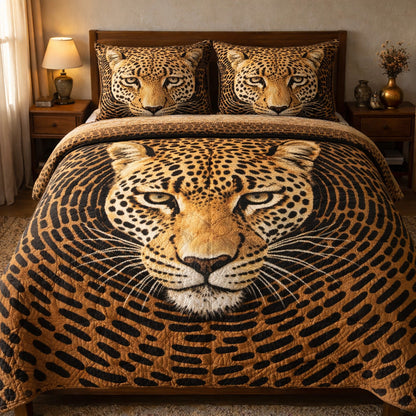 Golden Leopard Gaze Duvet Cover Set GFTOHD13614