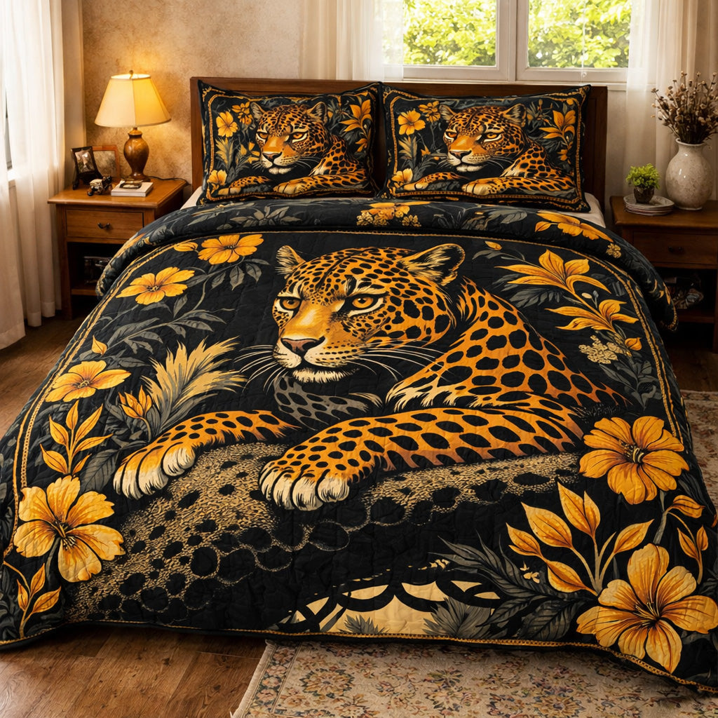 Midnight Floral Leopard Duvet Cover Set GFTOHD13615