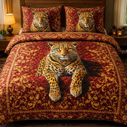 Royal Crimson Leopard Duvet Cover Set GFTOHD13619