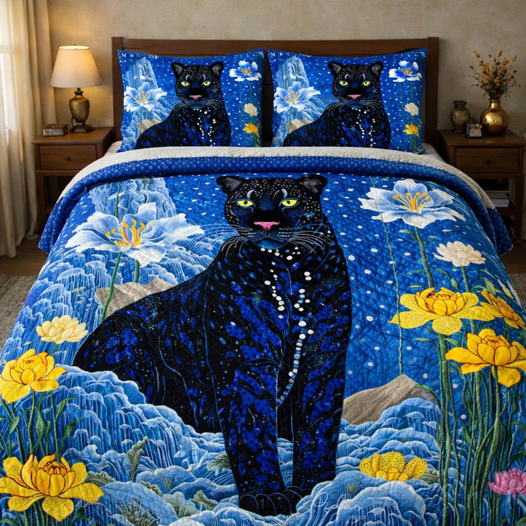 Sapphire Lotus Panther Duvet Cover Set GFTOHD13621