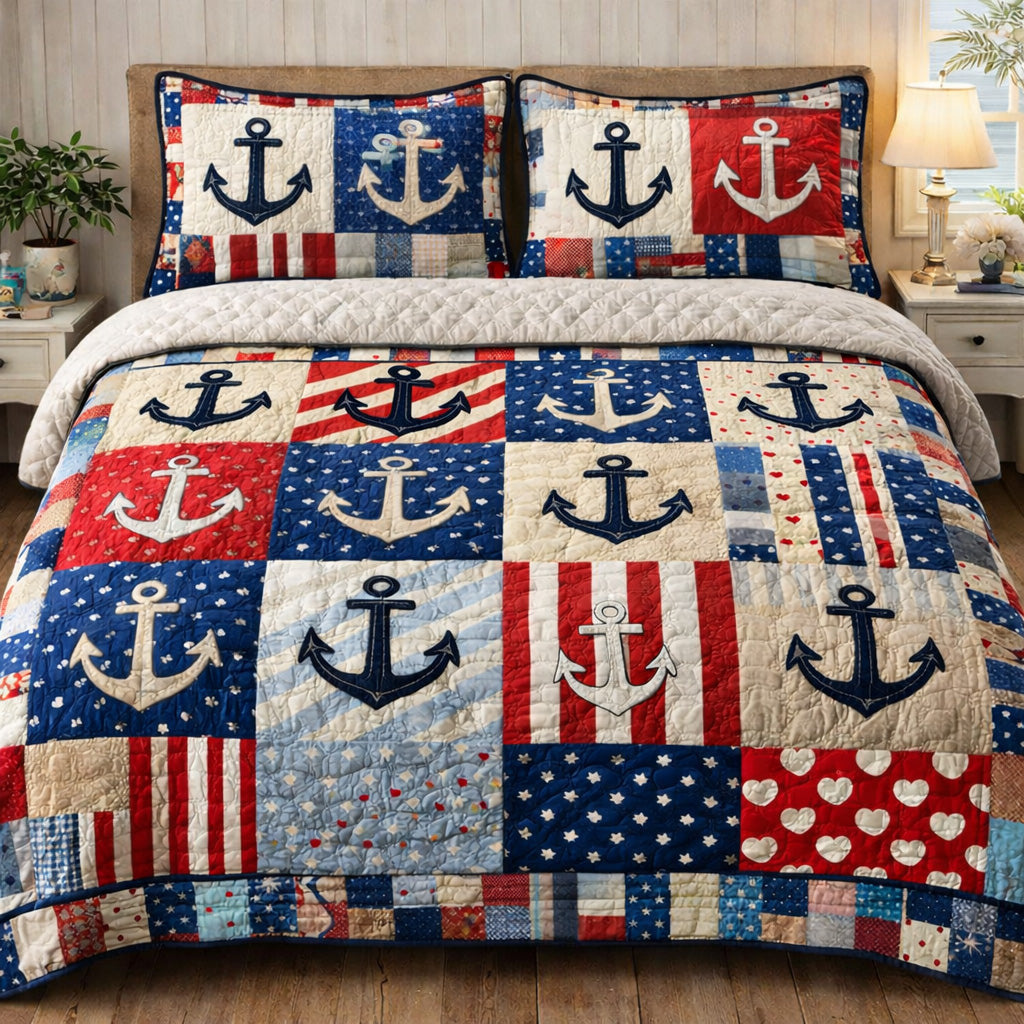 Patriotic Anchor Duvet Cover Set GFTOHD13629