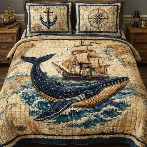 Whale Voyage Map Duvet Cover Set GFTOHD13662