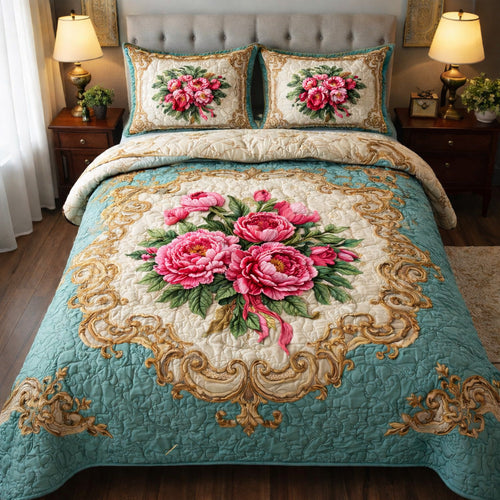 Turquoise Rose Baroque Duvet Cover Set GFTOHD13746