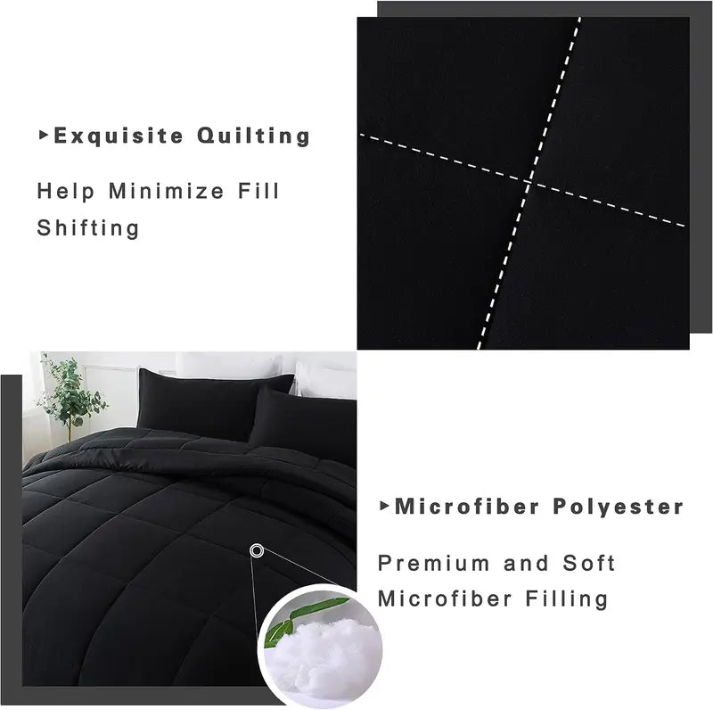 Warm Fall & Winter Checkered Down Alternative Comforter Set, 1 Comforter & 2 Pillowcases
