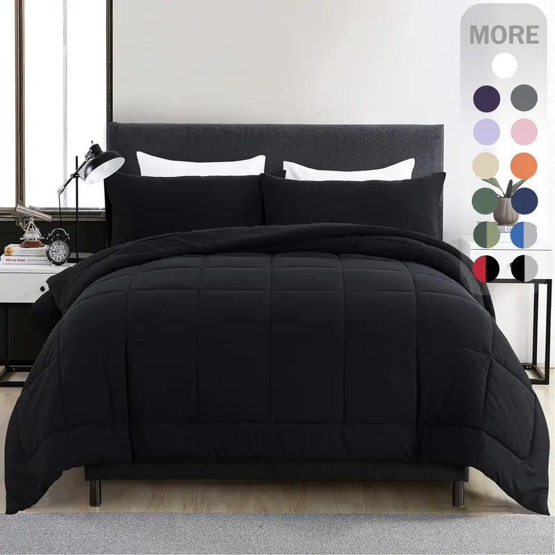 Warm Fall & Winter Checkered Down Alternative Comforter Set, 1 Comforter & 2 Pillowcases